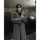 NEW OR MODE British style long lapel woolen coat men's autumn and winter new style versatile rivets high-end loose trendy brand coat black L