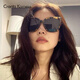 CRANTA KOMEIA sunglasses sunglasses women's new style 2025 summer polarized sunscreen large frame glasses birthday gift for girlfriend beige frame black and gray film high-end sense ck style to send my wife and girlfriend practical high-end
