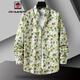 Aemape Herren Longärmedose Hemd Pure Cotton Frühlings- und Herbststil Trendy Casual Herbst Herbst Blumenhemd Jacke 1049 [Farbe 3] m (ca. 85 ~ 105jin [Jin gleich 0,5 kg] kann getragen werden)