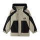 Zuoxi Boys Mantel Kinder mit Kapuze Top 2025 Herbst Windfest wasserdichte Jungen mittel- und großer Kinderkleidung Khaki 150