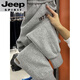 JEEP SPIRIT吉普卫裤大码秋冬刺绣哈伦加绒裤男女情侣宽松显瘦束脚加肥加大运 藏青色 3XL 150-170斤