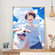 Healing animation boy dog ​​digital oil painting diy filling and coloring handmade painting Miyazaki Hayao decorative painting qx13892 60*70cm thickened solid wood inner frame + decorative outer frame (