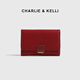 CHARLIE&KELLI CK brand bag for women 2026 new style simple and versatile folding card bag compact wallet birthday gift for women black Beijing warehouse delivery gift bag packaging