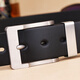 
VGXOUE titanium alloy belt men's genuine leather casual pin buckle layer cowhide belt men's simple middle-aged and young trouser belt trendy titanium buckle 9227 black (bandwidth 3.3cm) 100cm