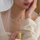 Xuju Shijia Pearl Pendant Broken Silver Couple Necklace Women's Niche High-Quality Imitation Pearl Clavicle Chain as a Gift for Wife Broken Silver Couple Pearl Necklace Y128