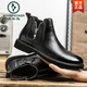 Woodpecker Autumn and Winter Martin Boots Men's Fleece Chelsea Men's Boots Low Top British Style Retro Pointed toe Medium and High Top Leather Shoes Short Boots Black 38 (240mm)