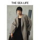 THE SEA LIFE 廓形系带双面呢大衣女秋冬中长款奶茶色12625 奶茶棕 S