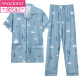 Pajama de hombres modales para algodón delgado de verano Pantalones puros de manga corta All Summer Home Traje de dos piezas para ropa exterior 690 XL 120-140Jin [Jin iguala 0.5 kg]
