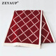 ZEYAUP 100% wool scarf for women in autumn and winter thickened warm scarf as a Christmas and New Year birthday gift for girls and wives, red and white rhombus, brand high-end light luxury gift box, practical for girlfriends and lovers, one size fits all