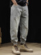 OLJ International Luxury Brand Ripped Jeans Men's Men's Loose Straight Spring and Automne Casual Working Pants Retro Wash 38 [185-200jin [Jin est égal à 0,5 kg]]]