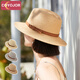 Coyojor Xiyao Family Panama Strohhut Frauen Sommerreisen Meer All-Match Sun Protection Hut Temperament Fashion Top Hat Jazz Hut #92-Khaki One Size (55-58 cm)