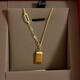 Wenying simulated yellow gold rich small gold bar necklace 2024 new small gold brick plated 18K gold clavicle small gold bar necklace