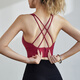 Dcw beautiful back sports bra women's shockproof running all-in-one fitness bra Pilates training yoga vest bra plum red M