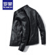 Romon Lederjacke Herrenherbst- und Winter Trendy Marke plus Samt Motorrad Lederständer Halsband Kleidung Frühling und Herbst hübsche Herrenkleidung 9923# Black XL 125-140jin [Jin gleich 0,5 kg]