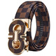 
KRCK2024 new Valentine's Day Men's Leather Belt Casual Belt Youth Valentine's Day Suit Trousers Belt Gray Plaid Silver Buckle L 120cm