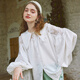 Two or Three Things Doll Collar Shirt Women's Spring New French Top Retro White Lantern Sleeve Shirt Shoulder Clouds White-y S