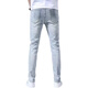 Playboy Jeans Estación europea para hombres europeos de alta gama e invierno Torn torn Fit pequeños pies de moda versión coreana de los pantalones delgados de color claro de diamante caliente 3890 modelos 30