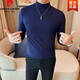 Pierre Cardin men's mid-collar long-sleeved stretch bottoming shirt slim solid color spring and autumn all-match half turtleneck T-shirt trendy knitted black (half height) L (110-125Jin Jin equals 0.5kg)