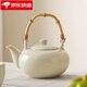 Qixuanyuan Ru Kiln Teapot Tea Household Ceramic Kung Fu Tea Set Single Pot Tea Water Separation Special Large Lift Teapot Ru Kiln Zhangyuan Lift Lift Teapot (Bamboo Handle)