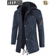 JEEP SPIRIT Jeep Fashion Workwear Windbreaker Fashion Men's Mid-Length Hooded Jacket Back Slit Chest Label Stand Collar Men's Outer Dark Blue XL (Approximately suitable for 171-175 height 140Jin Jin equal to 0.5kg inner wear)