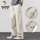Woodpecker Casual Pants Men's Autumn and Winter Plus Velvet American Cotton Casual Pants Men's Trendy Loose Straight Sports Wide-leg Trousers Khaki XL (Recommended 125-150 Jin Jin equals 0.5 kg)