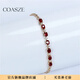 COASZE rose gold pigeon blood red gemstone bracelet for women, slim model, customized diamond-encrusted gold bracelet, 7 main stones totaling 1.45 carats (15+1.5 cm)