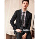 卓凡尼·华伦天奴（GIOVANNI VALENTINO）纯羊毛挺括休闲西服男款轻商务春季西装外套男士双开叉 黑色 M
