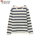 Specht 2024 neuer reines Baumwoll-Hals mit langem T-Shirt für Frauen im Frühjahr und Herbst lose lässige und vielseitige Basishemd Top 838# Long.Sleeved [hellblau] M Empfohlen 80-Jin [Jin gleich 0,5 kg]