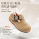 SMON genuine leather 2025 spring and autumn new children's Birkenstock shoes, children's single shoes, soft soles, baby girl's bean shoes, girls' leather shoes, khaki, 0.5cm too large 19, inner length 12.5cm, suitable for feet 12cm long