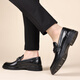 
CARTELO men's loafers business casual leather shoes plaid breathable one-foot formal leather shoes men 9902 black 42