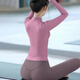 Shuangxiu small waist yoga jacket for women, beautiful autumn and winter Pilates training clothes, red new sports fitness long-sleeved top, Begonia Purple (size is too small, it is recommended to go up one size)) L 98-108