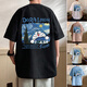 Zhiwei Doraemon pure cotton short-sleeved T-shirt for men in summer Tinker Bell new heavyweight loose dolom cat half-sleeved trendy top T688 sky blue M [recommended 90-120Jin [Jin equals 0.5 kg]]