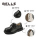 Belle shoes for boys leather shoes cowhide student performance shoes for boys performance shoes for spring and autumn single shoes for middle-aged children black 34