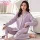 Pajamas de coton à air modal pour les femmes en automne et en hiver, un coton pur épaissisé cardigan cardigan à manches longues en coton mince peut être porté à l'extérieur des vêtements maison 4859 m [poids suggéré: 80-100 Jin [Jin est égal à 0,5 kg]]]