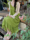 Gem City high-end white suspender dress draped bohemian travel seaside vacation skirt super fairy dress 4333 long skirt M
