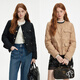 Fan's Fine Silanen La pequeña chaqueta de duda de estilo de fragancia pequeña para mujeres en otoño e invierno 2024 nueva chaqueta de moda de cuello redondo 14103 Café de nuez xs