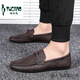 Pecker Beanie Chaussures Nouvelles chaussures masculines pour hommes Summer Souffable Tendable British Casual Leather Chaussures en cuir authentique D826 noir 40