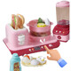 Juego de juguetes de cocina de Yunya Cocina y juego de juego Simulario de simulación de utensilios de cocina Boys and Girling Regalos para niños Regalos de inducción rosa + Caja de regalo de cocina de arroz