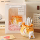 Yishangmei birthday gifts for women desktop ornaments Good luck pen holder Large Teacher's Day souvenirs work station decoration Sakura cat yellow pen holder (window gift bag)