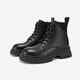 Qianbaidu heighten Martin boots for women in winter new genuine leather fashionable short boots for women shoes with velvet to keep warm black (velvet inside) 37