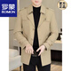 ROMON windbreaker men's short casual coat lapel youth handsome 2025 autumn and winter new coat men's 76 styles black plus velvet plus thicker L recommended 110-125 Jin Jin equals 0.5 kg