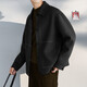 TonLion 2025 autumn and winter men's lapel topstitched solid color woolen jacket