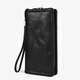 
ManniQSON brand wallet men's long clutch bag genuine leather large capacity trendy mobile phone bag business versatile change card bag black