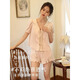 
KJ French ladies pajamas summer thin short sleeve shorts summer cardigan can be worn outside home clothing suit Pink 55J1278 [Long suit] S
