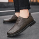 Nuevos productos para zapatos para hombres zapatos de cuero casual Versión coreana para hombres zapatos formales para hombres Versátiles zapatos de suela plana 9920 caqui 40