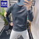 Romon European Station 2026 Spring and Autumn New Style Spliced Sweater Men's Personalized Round Neck Casual Trendy Fashion Versatile Top Gray M 90-105Jin Jin is equal to 0.5 kg