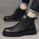 Zhuseii Martin Boots Herren Winter neuer High Top Retro Herrenschuhe Britische Arbeit Lederstiefel Outdoor Casual Motorrad Kurzstiefel Männer RF-HC897 Black 39