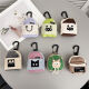 
OEMG creative trendy brand coin wallet mobile phone case pendant portable mini school bag small hanging bag suitable for headphone storage [green three-dimensional cat] + brown lanyard + small hanging