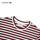 Lacoste French Crocodile Women's Clothing 24 Autumn New Round Neck Fashion Fashion Stripe Camiseta de manga larga TF9207 Iby /Crimson Red 34 /155