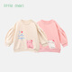 
little mori little forest girls sweatshirt autumn puff sleeve round neck top cartoon cat off white 120 cm/6 years old